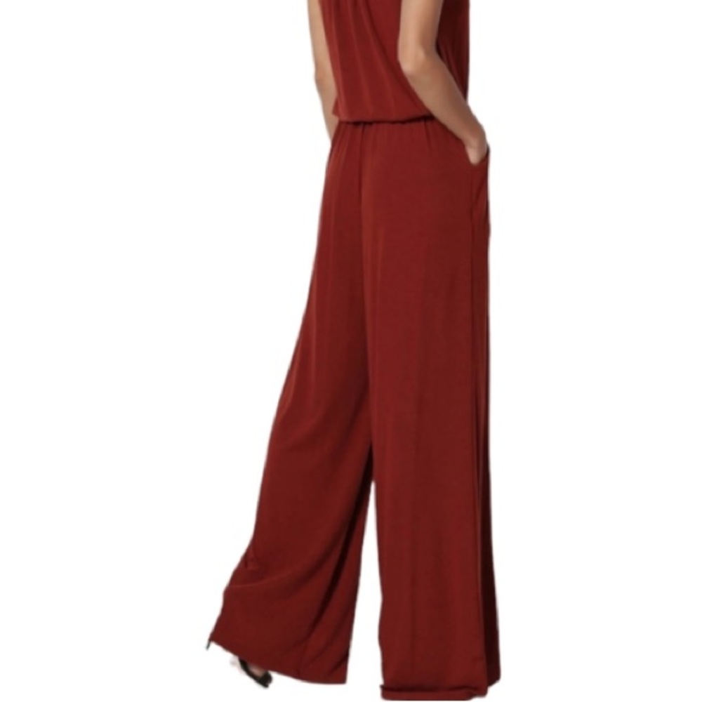 NEW! Zenana Outfitters Pleated Wide Leg Jumpsuit - Picture 5 of 6